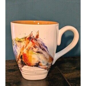 Demdaco Dean Crouser Wild Horse Mug Cup Rainbow Watercolor Stoneware 16oz 2014